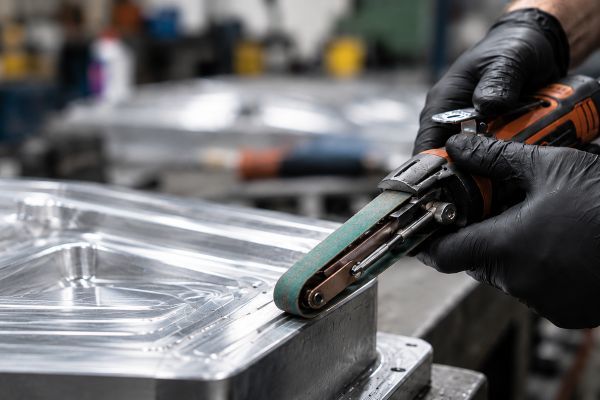 小物ベルトを使用した自動車シート金型の研磨作業 イメージ
